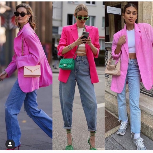 M ZARA Linen Blend Blazer Pink - Picture 3 of 12